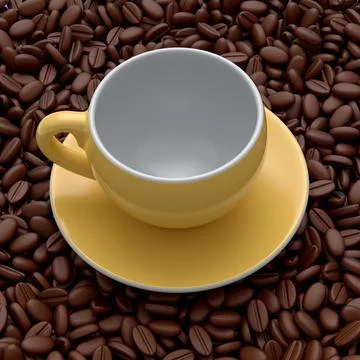 Ceramic coffee cup with coffee beans for americano, espresso, mocha, latte Illustrazione stock