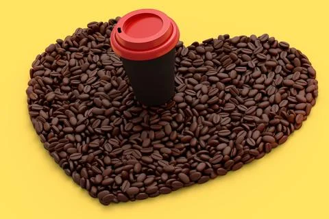 Ceramic coffee cup with coffee beans for americano, espresso, mocha, latte Illustrazione stock