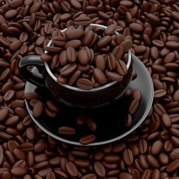 Ceramic coffee cup with coffee beans for americano, espresso, mocha, latte Illustrazione stock