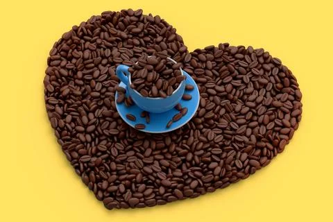 Ceramic coffee cup with coffee beans for americano, espresso, mocha, latte Illustrazione stock
