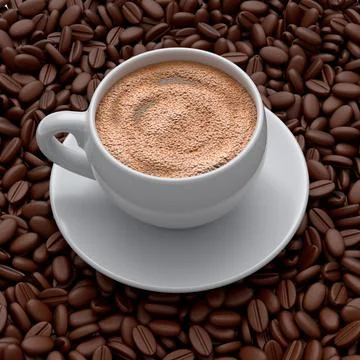 Ceramic coffee cup with coffee beans for americano, espresso, mocha, latte Illustrazione stock