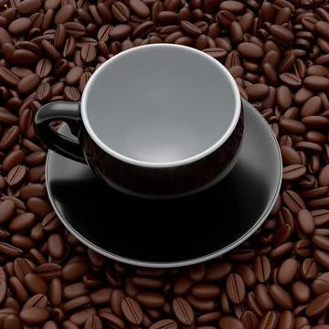 Ceramic coffee cup with coffee beans for americano, espresso, mocha, latte Illustrazione stock