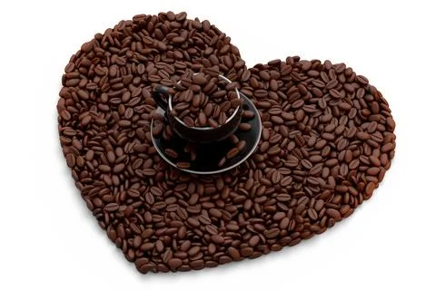 Ceramic coffee cup with coffee beans for americano, espresso, mocha, latte 스톡 일러스트