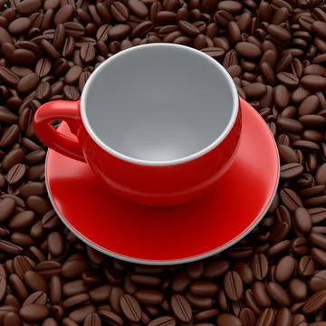 Ceramic coffee cup with coffee beans for americano, espresso, mocha, latte 스톡 일러스트