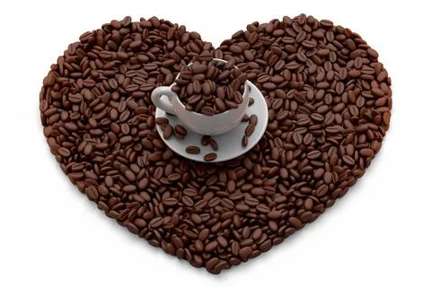 Ceramic coffee cup with coffee beans for americano, espresso, mocha, latte Illustrazione stock