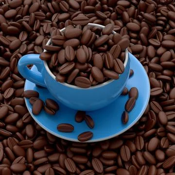 Ceramic coffee cup with coffee beans for americano, espresso, mocha, latte 스톡 일러스트