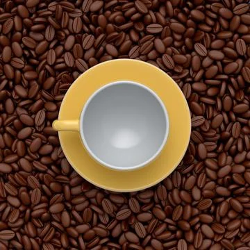 Ceramic coffee cup with coffee beans for americano, espresso, mocha, latte Illustrazione stock