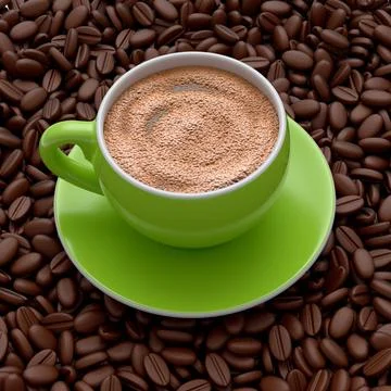 Ceramic coffee cup with coffee beans for americano, espresso, mocha, latte Illustrazione stock