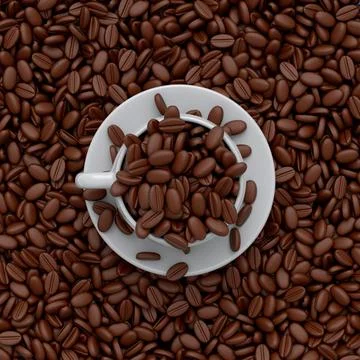 Ceramic coffee cup with coffee beans for americano, espresso, mocha, latte Illustrazione stock