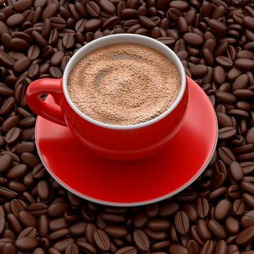 Ceramic coffee cup with coffee beans for americano, espresso, mocha, latte Illustrazione stock