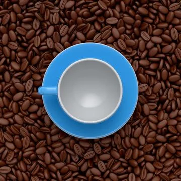 Ceramic coffee cup with coffee beans for americano, espresso, mocha, latte 스톡 일러스트