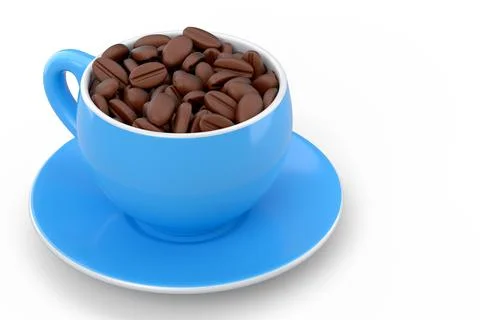 Ceramic coffee cup with coffee beans for americano, espresso, latte on white 스톡 일러스트