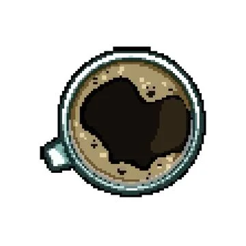 Ceramic coffee cup top pixel art vector illustration Illustrazione stock