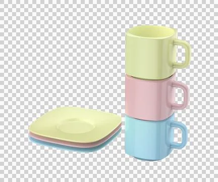 Ceramic coffee cups and saucers Stock Illustration