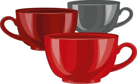 Ceramic Coffee Cups with Handles for Kitchen and Beverage Concepts 스톡 일러스트