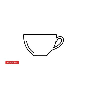 Ceramic coffee mug outline icon vector illustration for cafe design Stock Illustration