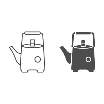 Ceramic coffee or tea pot line and solid icon, Chinese tea ceremony concept Stock Illustration