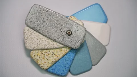 Ceramic-composite material samples for swimming pool. Stop motion 動画素材 290231669