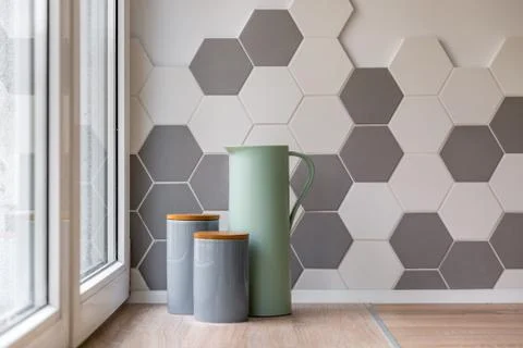 Ceramic containers in kitchen Stock Photos