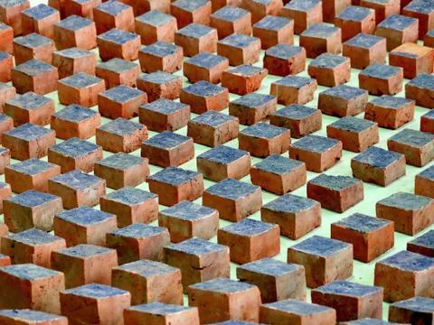 Ceramic cubes are well sorted Stock Photos