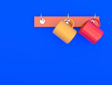 Ceramic cup on blue background Illustrazione stock