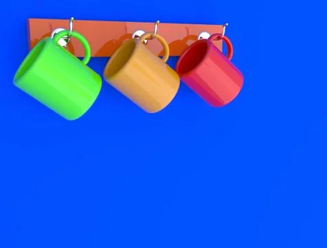 Ceramic cup on blue background Illustrazione stock