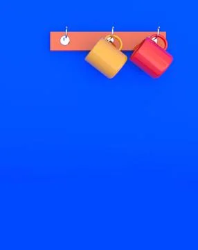 Ceramic cup on blue background Stock Photos
