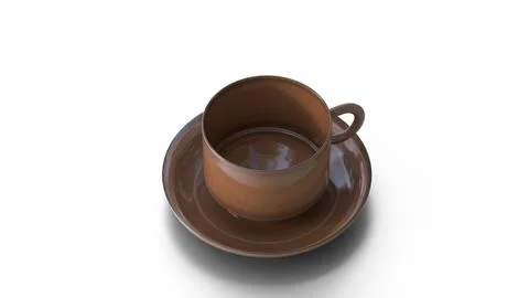 Ceramic cup plate on white background Stock Illustration
