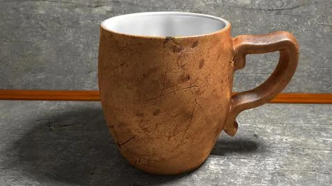Ceramic Cup Scratched Cracked Vintage 3D Model