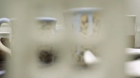 Ceramic Cups. Handmade. Stock Footage 60996812