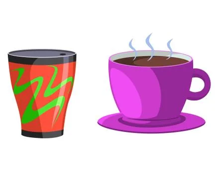 Ceramic cups have various patterns, very beautiful. Stock Illustration