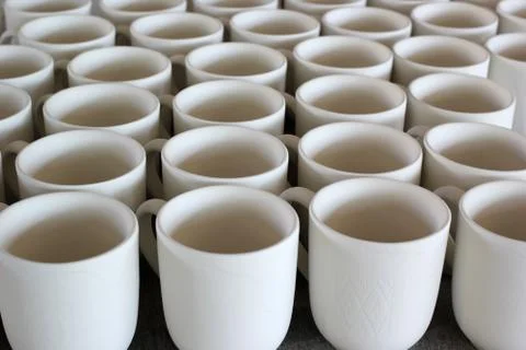 Ceramic cups under production Stock Photos