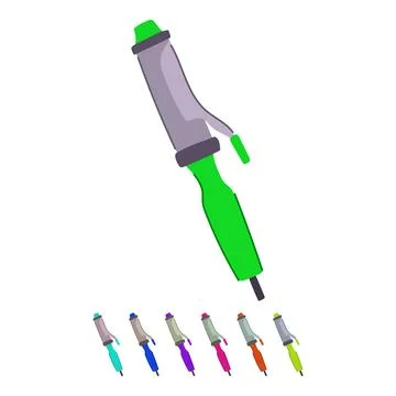 Ceramic curling iron vector cartoon graphic 스톡 일러스트