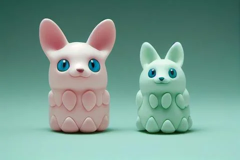 Ceramic cute 3d animals forming pattern in pastel color Stock Illustration
