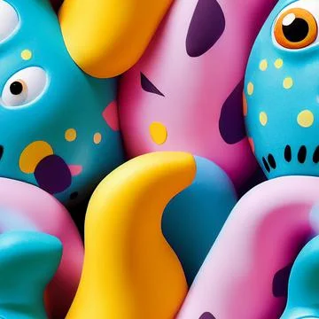 Ceramic cute 3d animals forming pattern in pastel color Stock Illustration