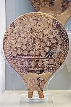 Ceramic Cycladic frying pan with a pattern. October 15, 2025, at the Nation.. Stock Photos