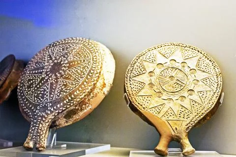 Ceramic Cycladic frying pan with a pattern. October 15, 2025, at the Nation.. Stock Photos