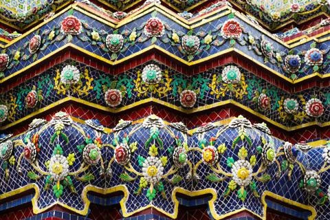 Ceramic decor of a Buddhist temple Stock Photos