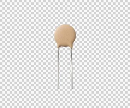 Ceramic disc capacitor isolated on transparent background for electronics r.. Stock Photos