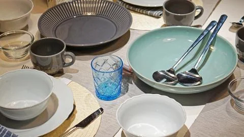 Ceramic dishes tabletop Stock Photos