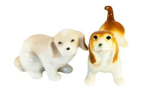 Ceramic dogs figurines Stock Photos