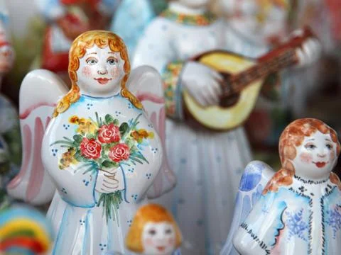 Ceramic dolls angels Stock Photos