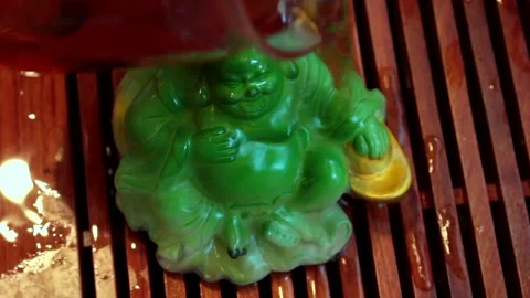 Ceramic figurine used in tea rituals. decorations, talismans and accessories Stock Footage 276458397