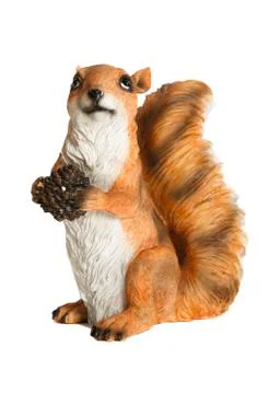 Ceramic figurines of squirrel. White background Stock Photos