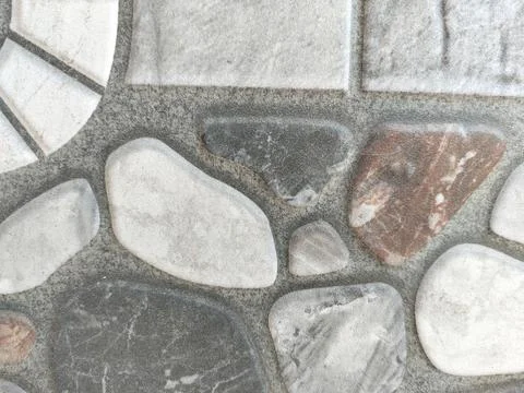 Ceramic floor tile display in a building material showroom, highlighting premium Stock Photos