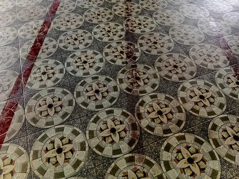 Ceramic Floor Tiles With Floral Pattern Stock Photos