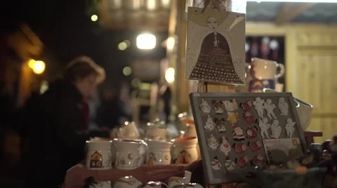 Ceramic goods at the nightfair 4K Stock Footage 58515390