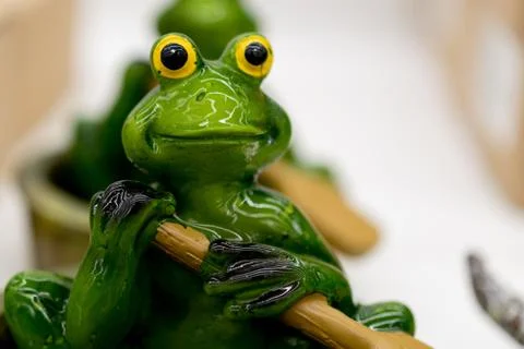 Ceramic green frog Stock Photos