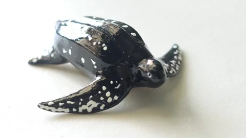 Ceramic, handcrafted leather turtle. Video stock 343323403