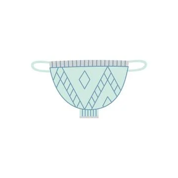 Ceramic handled dining bowl or soup tureen flat cartoon style Stock Illustration